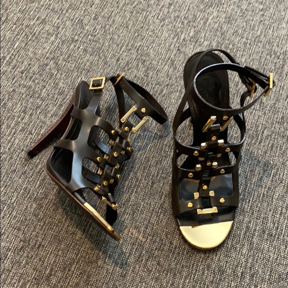 Tory Burch Brown Leather Ankle Wrap Heels Shoes